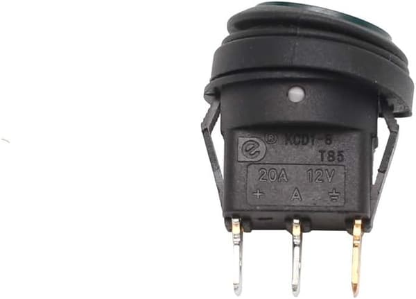 Vanntett rund vippebryter, 12V 20A, 3-pinners grønn LED-bryter (5 ringer, grønn)