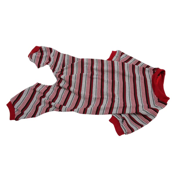 Dog Pajamas Soft Stretchable Machine Washable 4-Legged Striped Puppy Pullover Sleepwear for Spring Home S