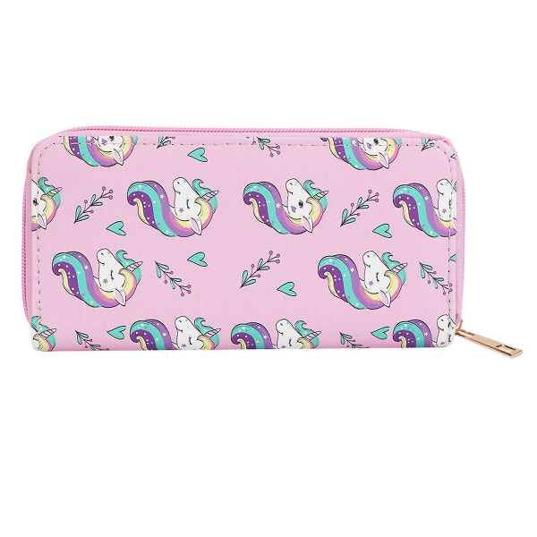 Härlig Enhörning lång plånbok Kontantfack Pu-läderväska för damer, flickor, sorterad färg 119x10x Assorted Color 1 19x10x2.3cm