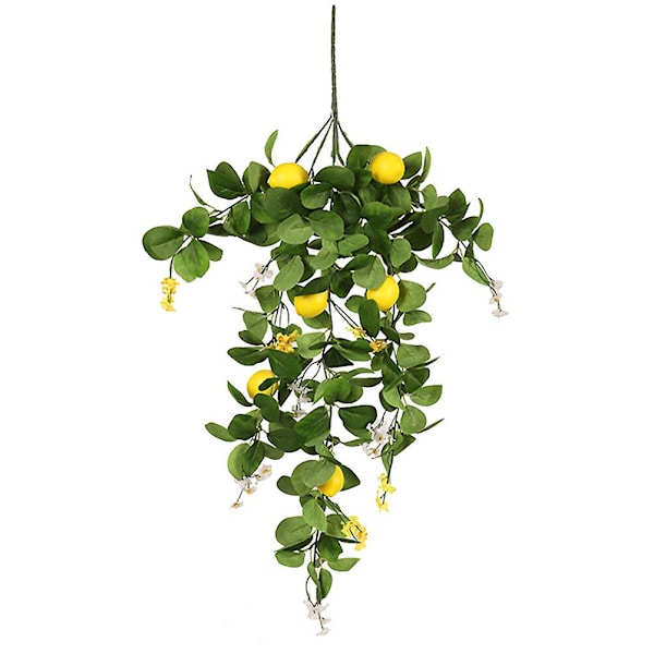 Hjemme Kunstig Sitron Gren Sitron Dekor Med Grønne Blad Falsk Sitron Bukett Grønn 80x18cm