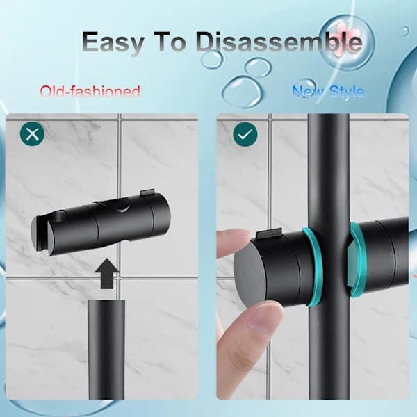 HA~Dusjhodeholder, Universal Svart Dusjhodeholder for 18-25mm Dusjstang i Solid ABS Fortykket og Forbedret Versjon