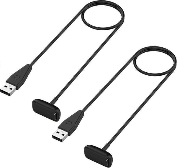 Replacement USB Charging Cable for Fitbit Luxe Fitness Tracker (Black-2pcs)