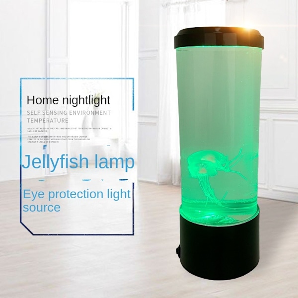 Elektrisk Manet Akvarium Bordlampa med Färgväxlande Ljus Present till Barn Män Kvinnor Heminredning för Rum Stämningsbelysning för Avkoppling (Svart)