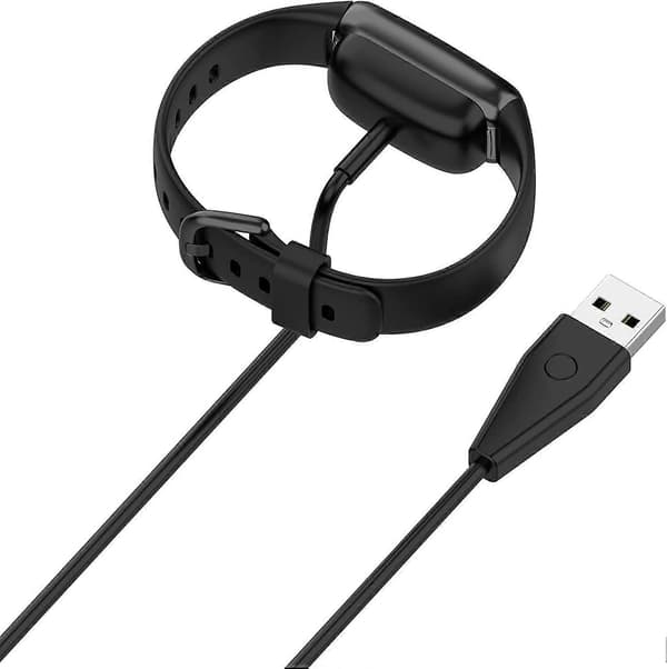 Replacement USB Charging Cable for Fitbit Luxe Fitness Tracker (Black-2pcs)