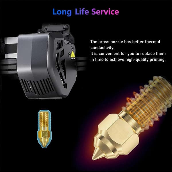 6pcs Nozzle Set for Ender 3 V3 SE, 3D Printer Brass Nozzles 0.4mm 0.6mm 0.8mm, High Temperature Resistant