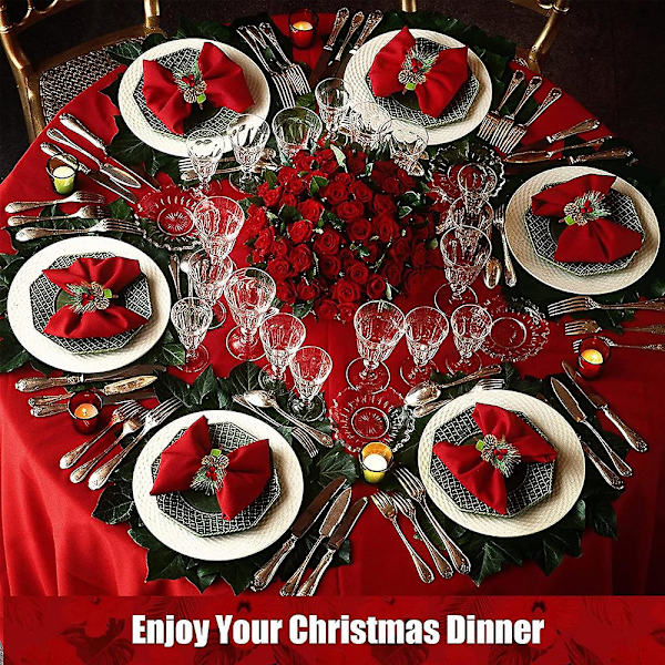 Jule Servietringe - Servietringe Dekoration Til Jul Thanksgiving Fødselsdagsfest Tilbehør (Sød Stil, Træ)