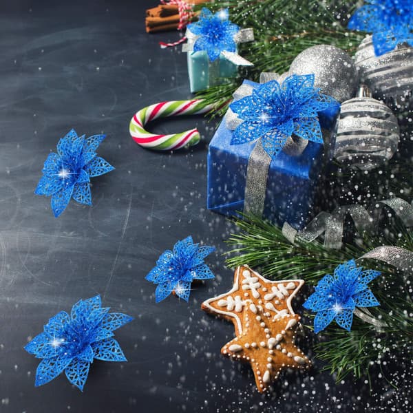 24 stk. julestjerne glitter juletræspynt Ch