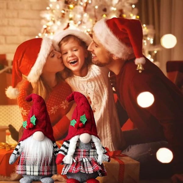 Jultomte Jultomte Ansiktslös Plyschdocka Jultomte Dvärg Röd, Vit 2-pack