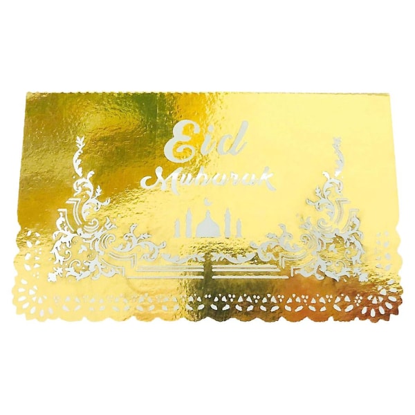 Heijastava kultaa 100 kpl Mubarak Party Hollow Meal Cards Happy Kutsukortit Pöytäkoristeet Heijastava kulta