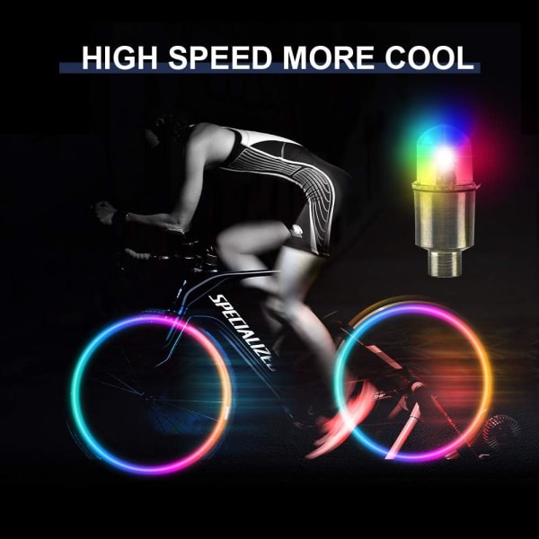 8 kpl LED-pyörän valot, jotka vilkkuvat värikkäästi - Led Flash -renkaan cap set autoon, polkupyörään, polkupyörään, moottoripyörään, kolmipyörään, golfkärryn renkaaseen, motioon