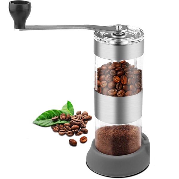 Manuell espresso kaffebønnekvern - bærbar krydderkvern rustfritt stål og synlig manuell kaffekvern Enkel å bruke