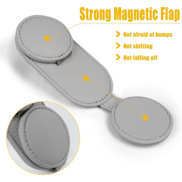 Solbrillerholder for bilvisir i lær, solbrilleklips, arrangør, oppgradering, ny dobbel posisjon, magnetisk passform, universell bil