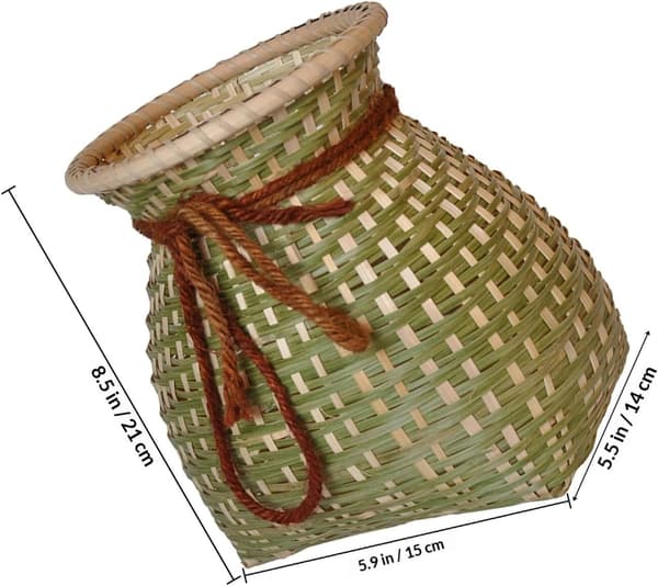 Bambu Blomkorg Bärbar Pastoral Stil Korg Lättvikts Multifunktionell Naturlig Rustik