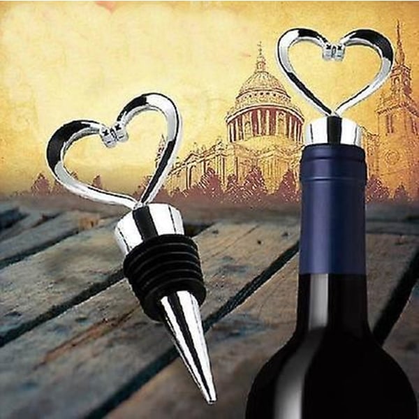 11 rustfritt stål kjærlighetsdesign hjerteform vin- og drikkeflaskepropper (sett med 10)