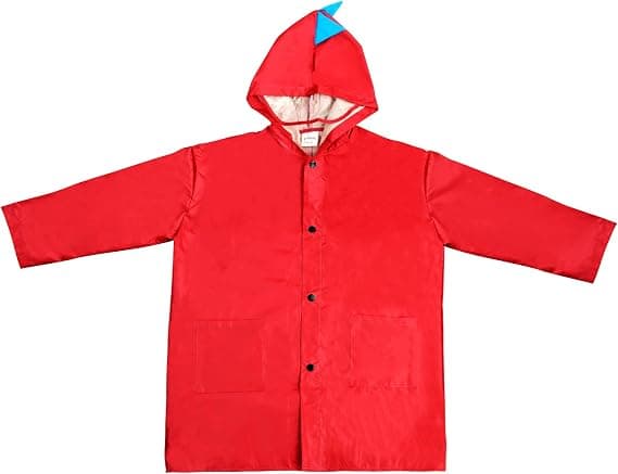 Rød børneregnfrakke, 5-8 år hætte regnponcho jakke til