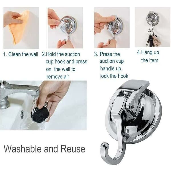 Strong traceless toilet suction cup hook (2pcs, silver)