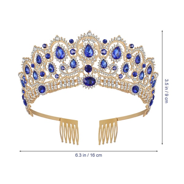 Blå Tiara Blomster Brudeslør Kvinne Hårbånd Prinsesse Kvinne Tiara Hodebånd Blå Blue