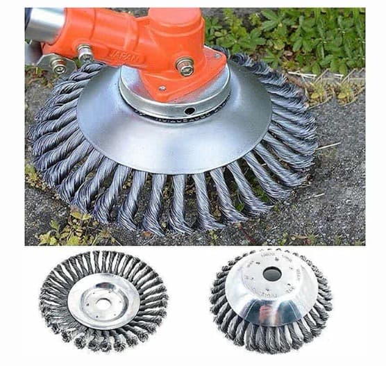 Universelt ugressbekjempelseshode i metall, 15 cm vridd ståltrådstropp