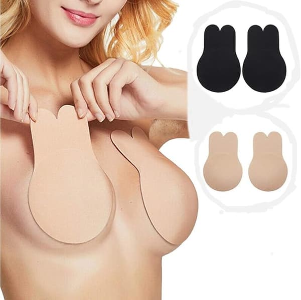 2 par usynlige push-up bh'er, selvklæbende bh'er med prikket design, stropløs push-up bh, 11,5 cm