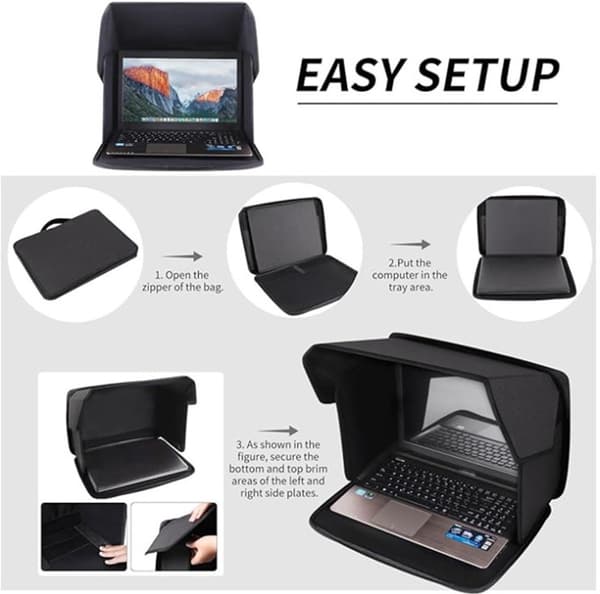 Laptop Privacy Screen - Anti-Glare Computer Screen Protector - Foldable Sun Shade for 12-14 inch Laptops Black