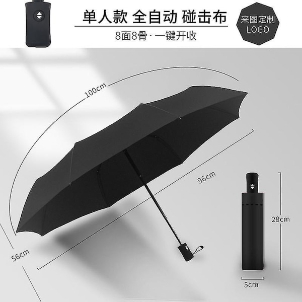 Reiseparaply Automatisk vindtett selvuttrekkende sammenleggbar paraply