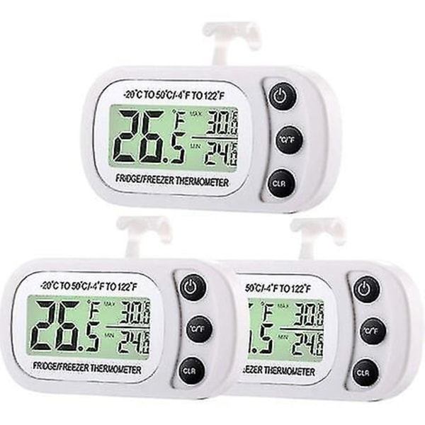 Digital kyl- och frys termometer kylskåp rum termometer vattentät kyl temperatur termometer med max min inspelningsfunktion stor LCD-skärm