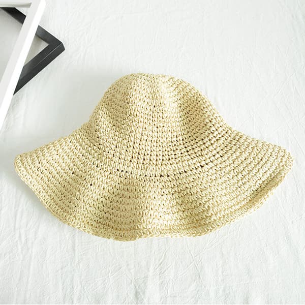 Dame solhat foldbar strandstråhat (Beige 56 - 58cm), Stor La