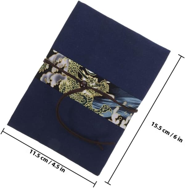 Fabric Book Cover for A6 Notebooks Decorative Patchwork with Dragon Design Handmade Small Book Sleeve