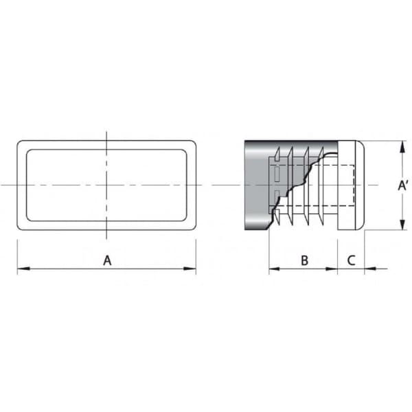 7 Rectangular Finned Tubes 60x30 mm