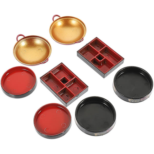 8 stk Dukkehust Miniatyr Dekorasjon Dukkehustallerken Miniatyr Kjøkken Servise Assortert Farge 4.3X3