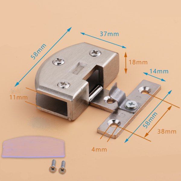 1 par glassdørs hengsler for vinskap, klipsdørs hengsel erstatningsdeler, passer for 8-9 mm tykt glass