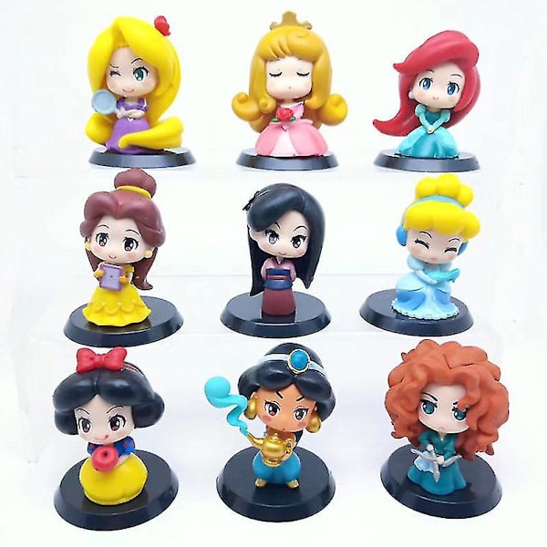 Prinsessan Action Figure Kakun Päällinen Nuken Lasten Lahjapakkaus 9-Pakkaus
