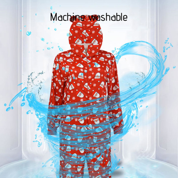 Christmas Jumpsuit, Novelty Christmas Print Langermet Romper, Morsom En integrert Hel Pyjamas Wit Red S