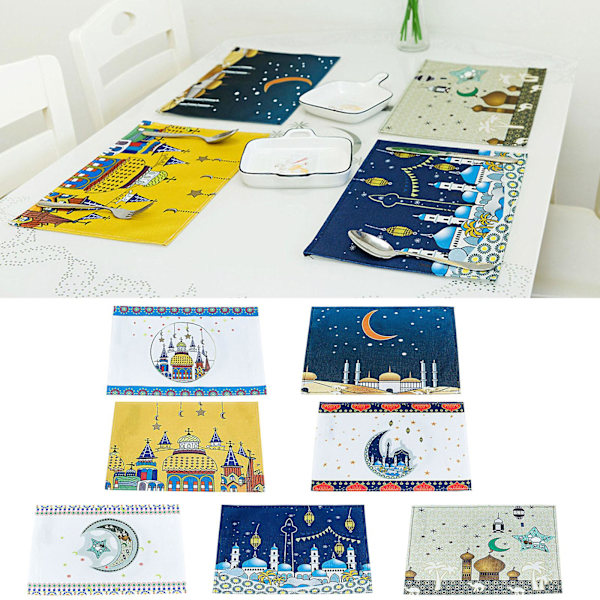 Keltainen linna Mubarak Koristeellinen Pellava-Alusmatto Koti Moskeijan Koriste Keltainen linna