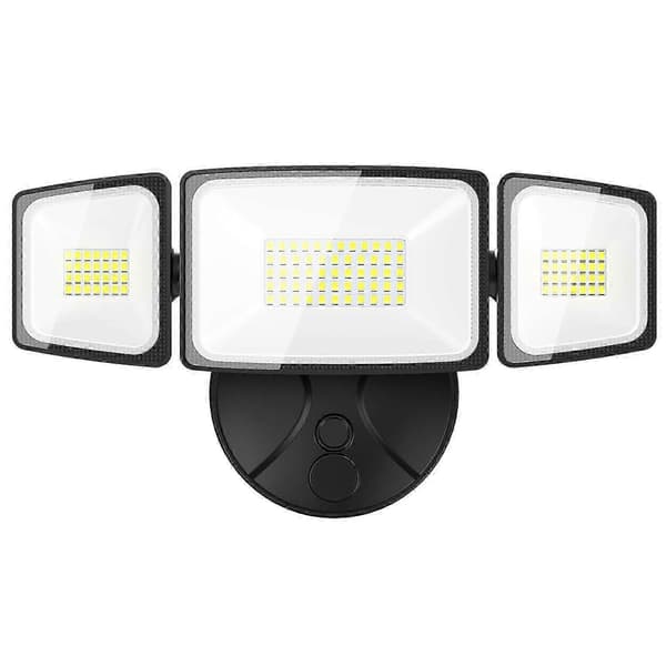 Onfor 60W Floodlight Open, 6000lm Brightness Security Light Switch Controlled, 3 Adjustable Heads