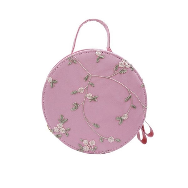 Handväska Rund Damväska Enfärgad Liten Trendig Vardagsväska Färg Fräsch Crossbody Spets Vadderade Väskor för Utomhusbruk