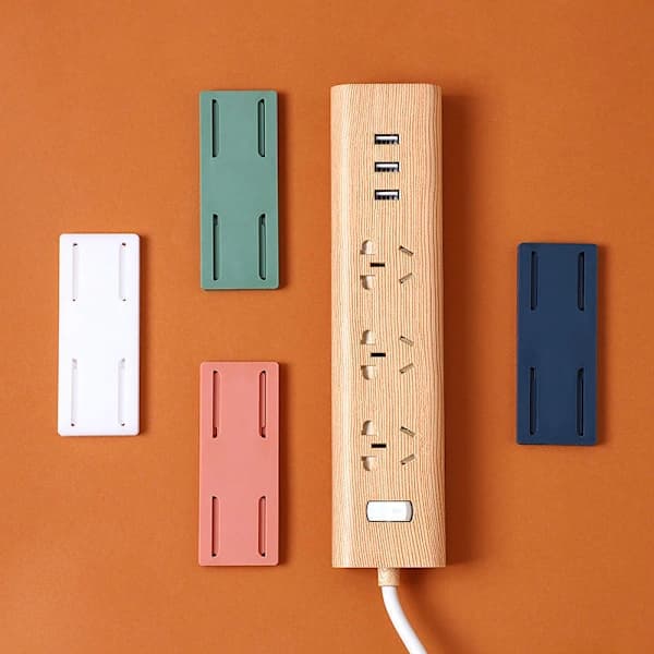 White 8-piece Self-Adhesive Desk Socket Fixer, Punch-Free Adhesive Socket Holder, Self-Adhesive Power Strip Fixer, Pr Fixer-FM-