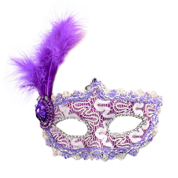 Maskeradmask Dam Venedig Mask Fest Bal Vuxen Lek Karneval Fest Lila