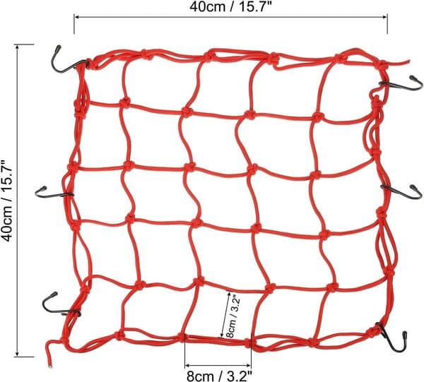 delar - Elastic Luggage Net for Motorcycles - Luggage Net - with 6 Adjustable Metal Hooks - Suitable for Motorcycles, Bicycles and ATVs - Suitable