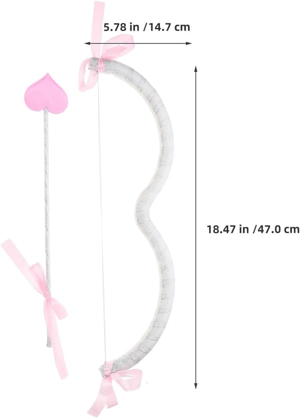 2 sett Valentinsdag Cupid-kostymerekvisitter, sølvrosa minibue med hjerteformede piler