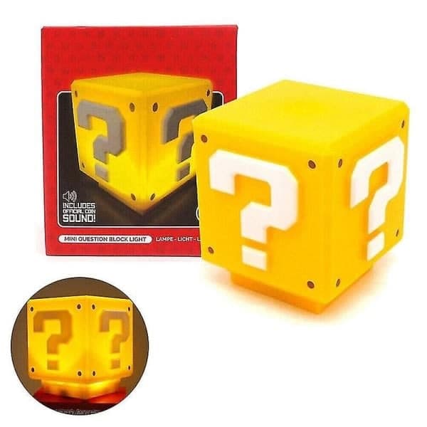 Super Mario Question Mark Block LED Night Light with Sound Rechargeable Lamp