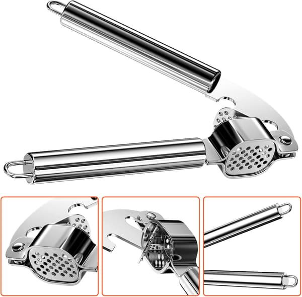Garlic Press, Stainless Steel Garlic Press, Practical Kitchen Utensils