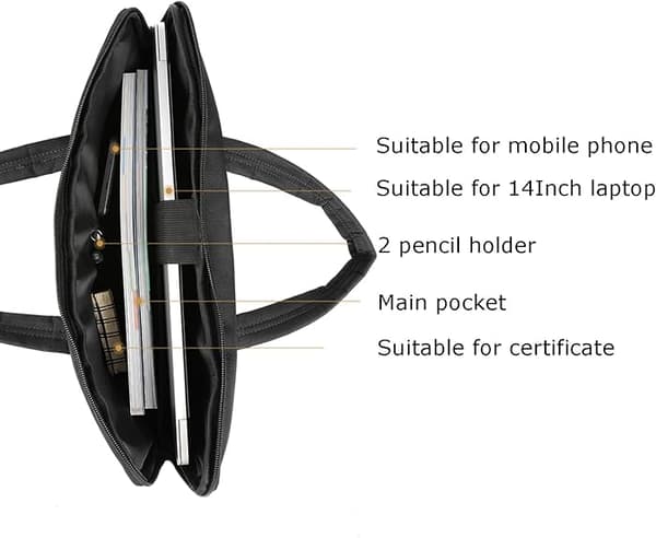 Durable Oxford Handle Document Bag Briefcase for Men File Bag for Carrying Paper Files Notary Black