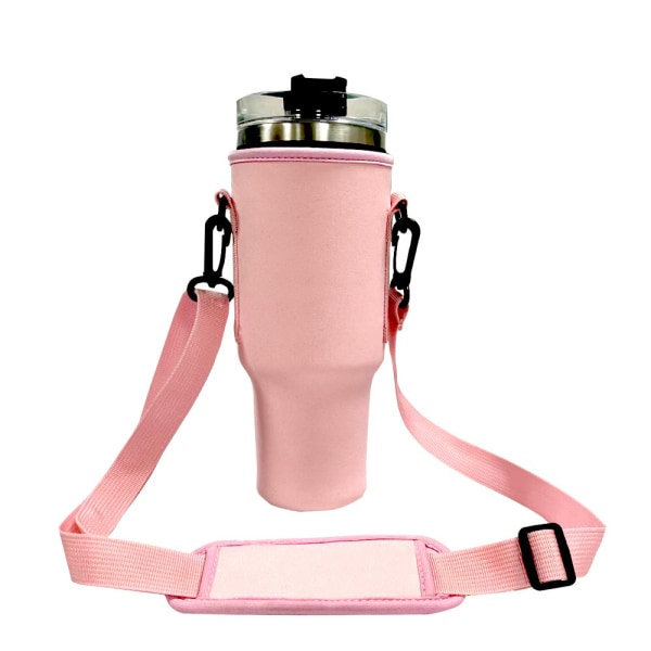 Vannflaskeholderpose Flaskeholder Neopren koppholderveske for campingvandring (rosa)