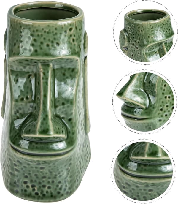 Creative Ceramic Tiki Mugs for Hawaiian Party and Tiki Bar, Elegant Shapes with Unique Artwork