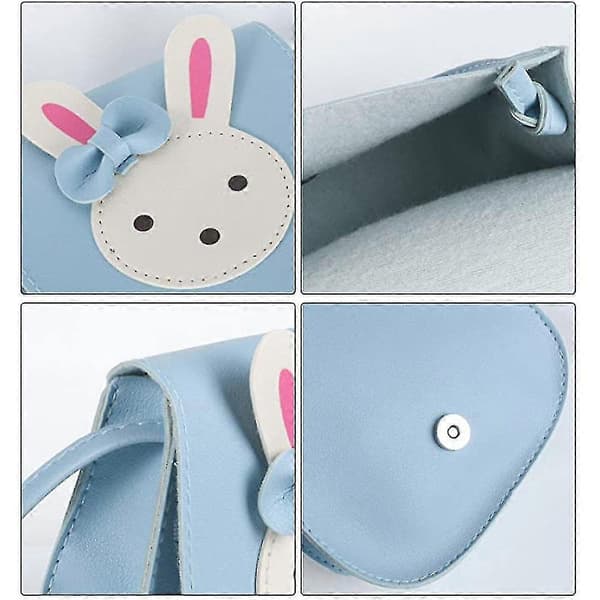 Sløyfe Crossbody Veske, PU Skulderveske for Barn Jenter Småbarn Blå