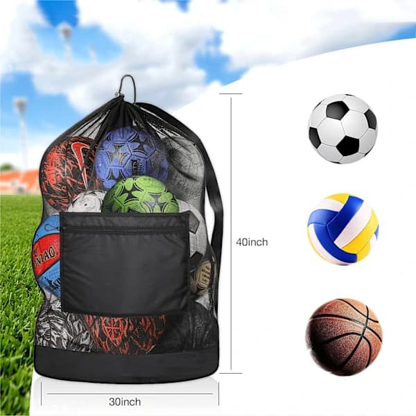 HA-Extra Large Ball Bag Mesh Soccer Bag Adjustable Shoulder