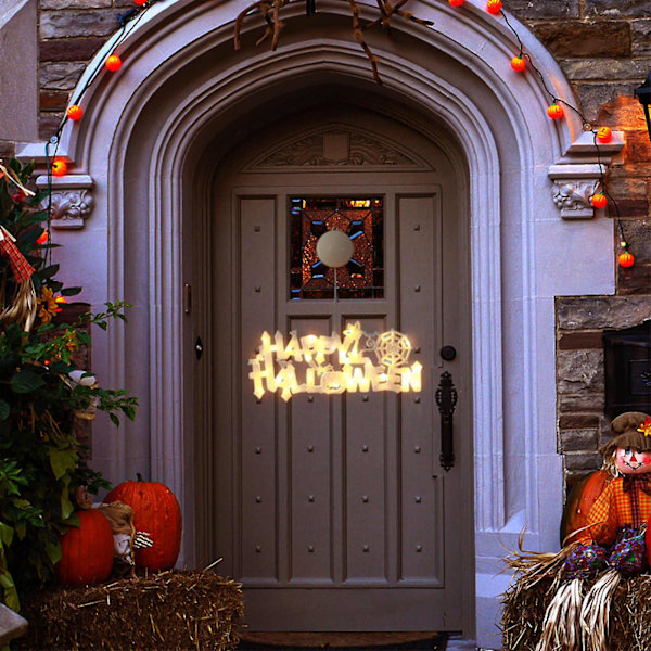 Halloween-aakkosten riippuva valot Lämmin