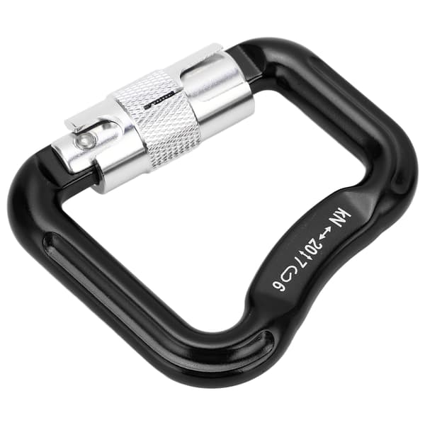 20KN Automatic Locking Climbing Carabiner D Shape Lightweight Twist Lock Black