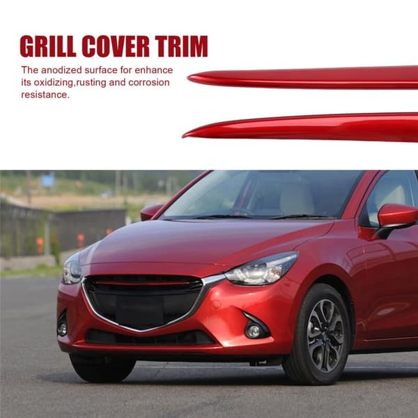 Frontgrill-skyddslist för bil, 2 st, Demio 2015-2017 DJ DL Mazda2 Sedan Hatchback, röd